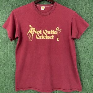 VTG 70’s Russell Athletic Gold Tag Not Quite Cricket Burgundy T-Shirt Men Medium